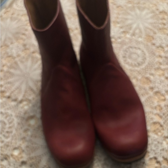 CYDWOQ Ladies Red Leather Hand Crafted Ankle Boots EU39.5 US9.5 - Picture 1 of 8